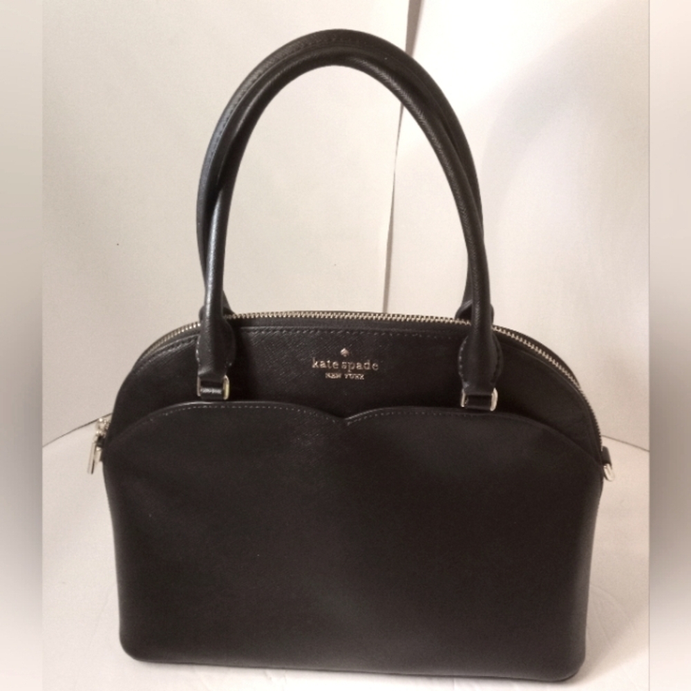 Kate Spade Payton Medium Dome Satchel Handbag Women's Bag Heart Black Leather